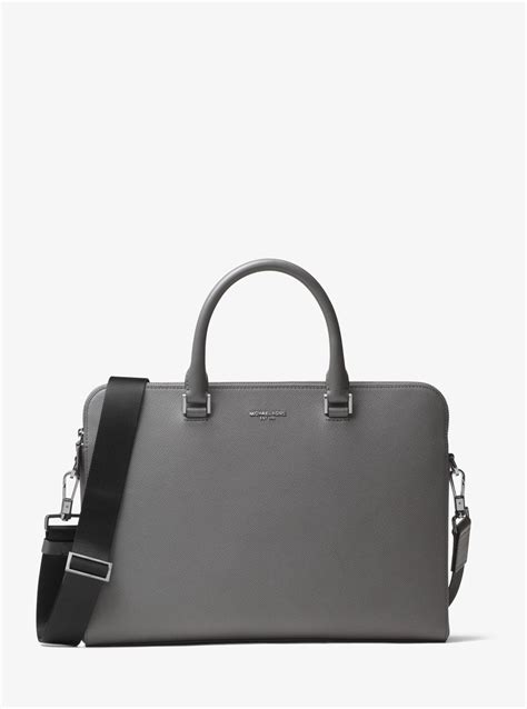 michael kors men harrison leather briefcase in grey|Macy's.